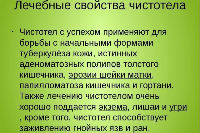 Лечебные свойства чистотела